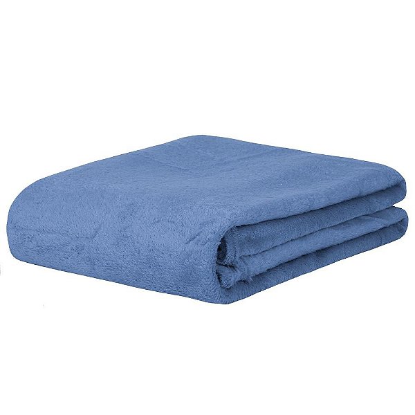 Manta Coral Fleece Casal Microfibra Lisa 180x200cm 170g/m² Realce Premium Sultan Azul