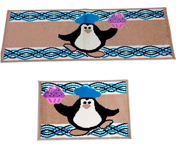 Kit Tapete De Cozinha Veludo 2 Peças Pinguim J. Serrano