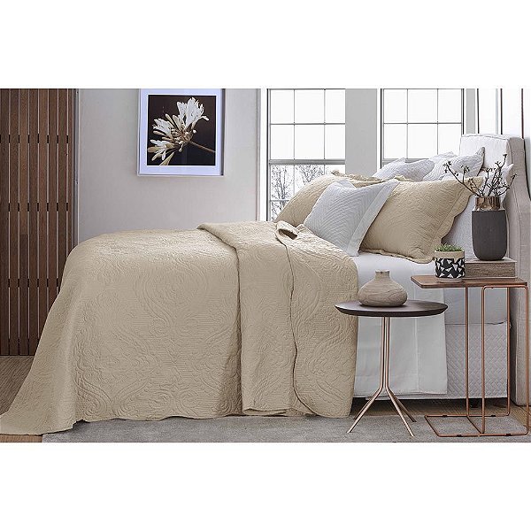 Kit Cobre Leito Casal 3 Pçs 220x240cm Jacarandá Bege Jolitex