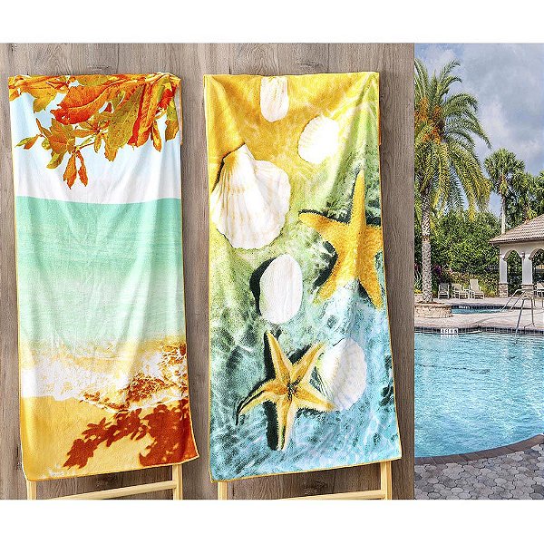 Kit 2 Toalhas de Praia Aveludada Paradise e Estrela Realce Premium Sultan