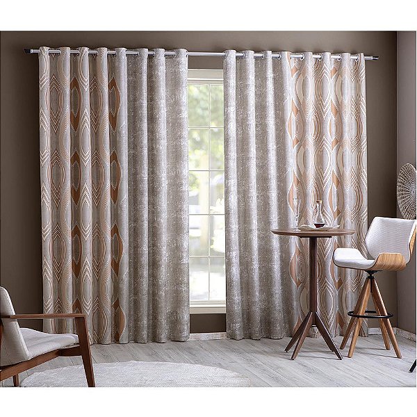 Cortina Combinada Berna 32 Ilhoses 400x250cm Casa D'oro Sultan