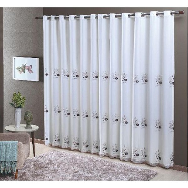 Cortina Dupla Doha Preto 24 Ilhoses 300x250cm Casa D'oro Sultan