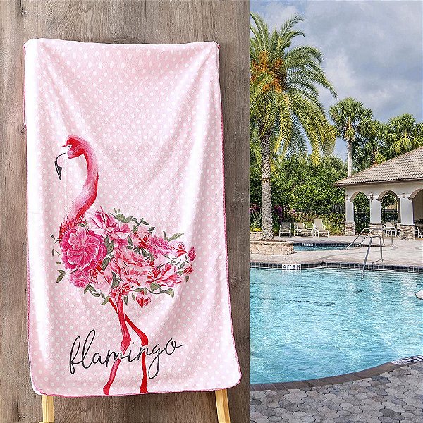 Kit 2 Toalhas de Praia Aveludada 140cmx70cm Flamingo Realce Premium Sultan