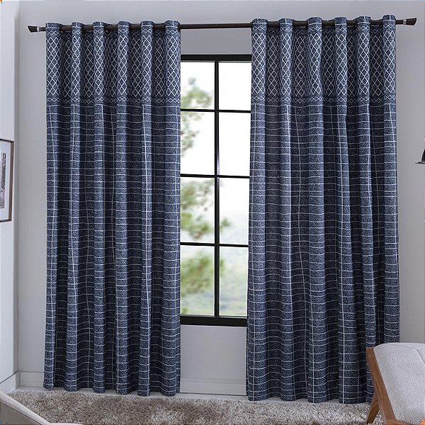 Cortina Estampada Com 24 Ilhos 300x240cm Atenas Casa Doro