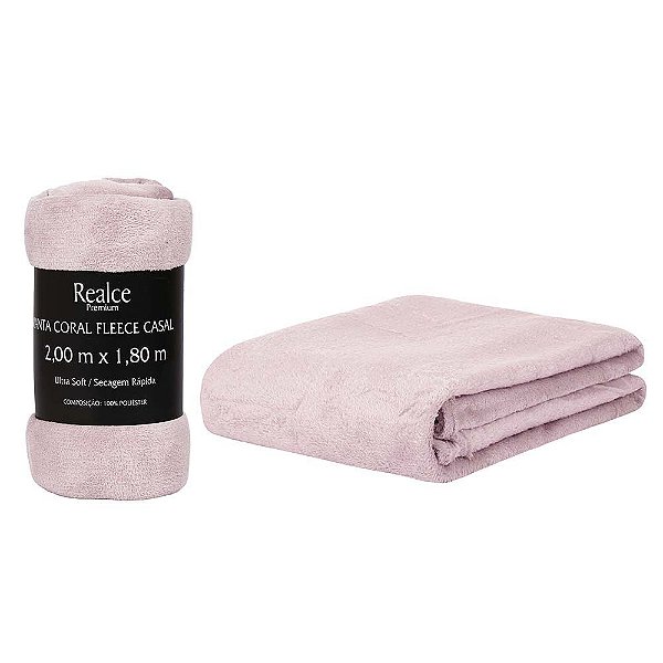 Manta Coral Fleece Casal Microfibra Lisa 170g  Rosa Sultan