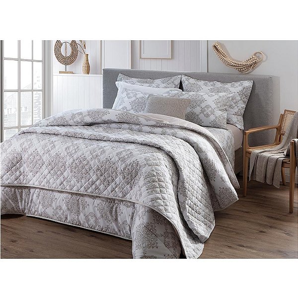 Jogo de Cama Duplo Casal 4 Pçs 180 F Marrocos Sonhare Prata