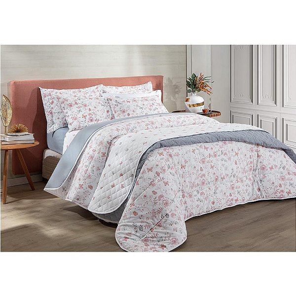 Jogo de Cama Duplo Casal 4 Pçs 180 F Amsterdã Sonhare Prata