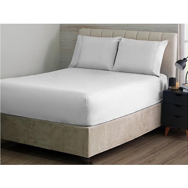 Jogo de Cama S Ponto Palito Casal 3 Pçs 180F Branco Sonhare