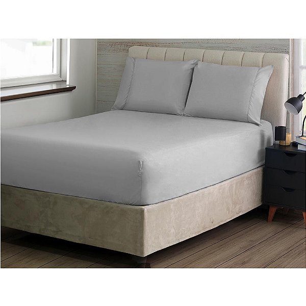 Jogo de Cama S Ponto Palito Casal 3 Pçs 180F Prata Sonhare