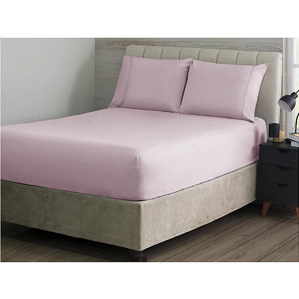 Jogo de Cama S Ponto Palito Casal 3 Pçs 180F Rosa Sonhare