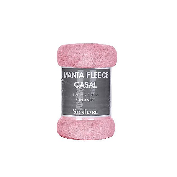 Manta Fleece Casal Microfibra Lisa 200g Rosê Sultan