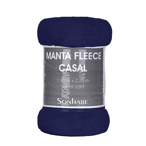 Manta Fleece Casal Microfibra Lisa 200g Marinho Sultan