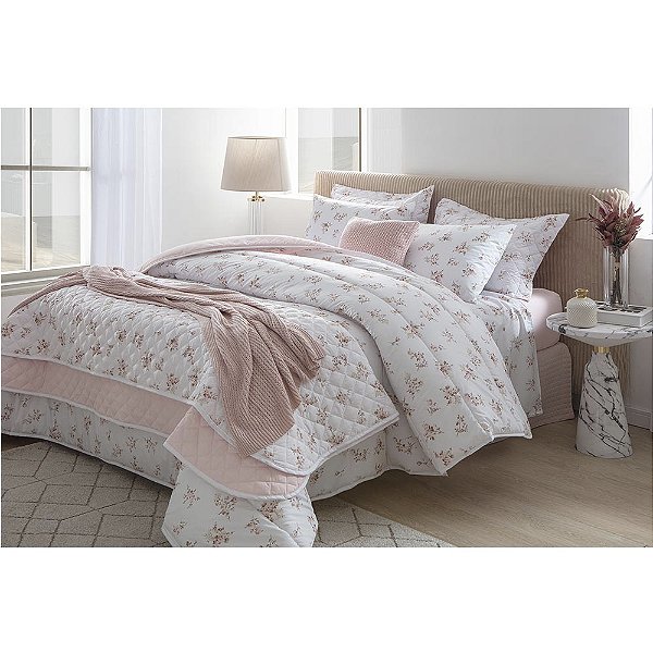 Jogo de Cama Duplo Queen 4 Peças Percal 180 Fios Escócia Sonhare Prata Sultan