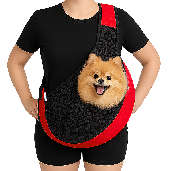 Bolsa Sling para Cachorros e Gatos | Leve, Prática e Ergonômica - Vermelha