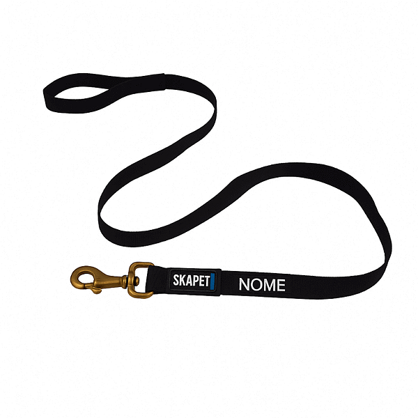 Guia Personalizada para Cachorro com Nome – Mosquetão de Latão Skapet®