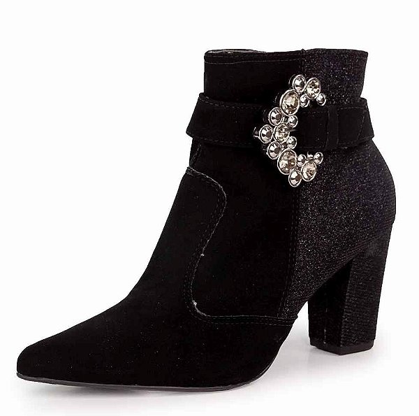 Bota Cano Curto Bendito Glam Luxor Nobuck Preto