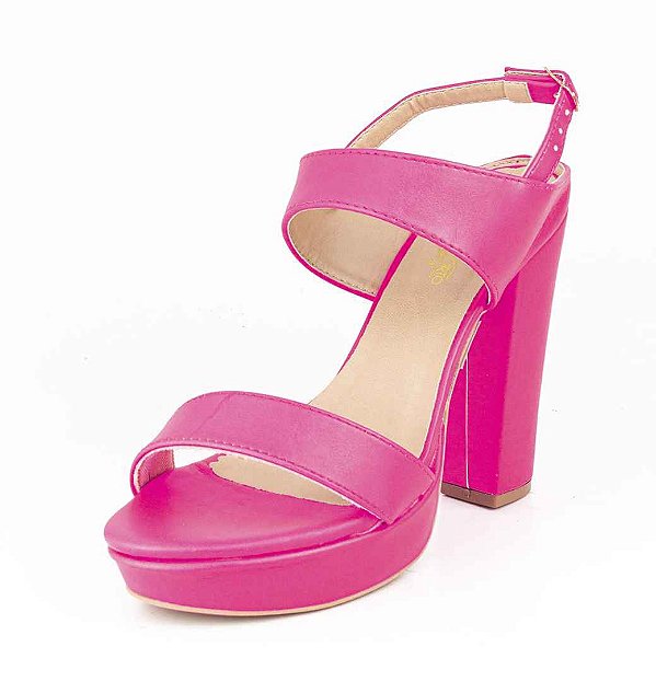 Sandália Meia Pata Salto Grosso Bc Napa Fluor Pink