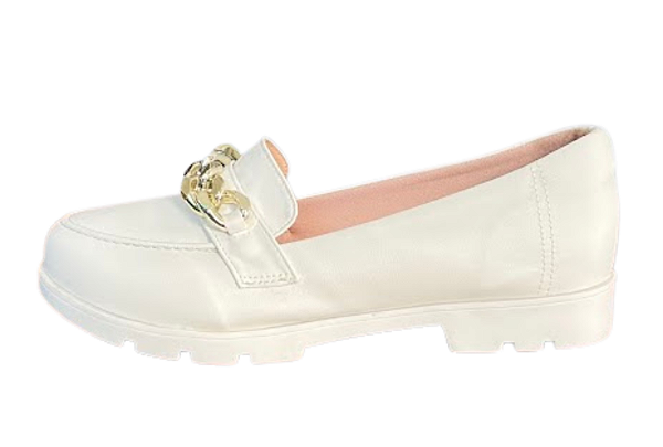 Mocassim Tratorado Corrente Dourada Napa Off White