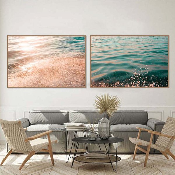 Conjunto de 2 Quadros Decorativos Fotografia do Mar. Artista: Carol Areso