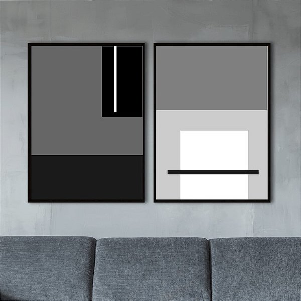 Conjunto com 2 Quadros Decorativos Série Olhar Preto e Branco. Artista: Glória Rimes