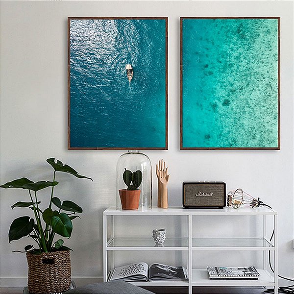 Conjunto com 2 quadros decorativos Beleza do Mar. Coleção Assinada: Paola Cury