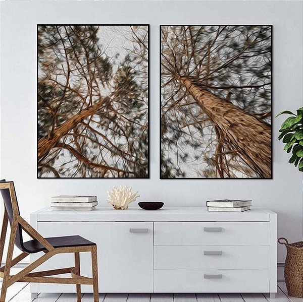 Conjunto com 2 quadros decorativos Árvores Texturizadas. Artista: Jonathan Borba