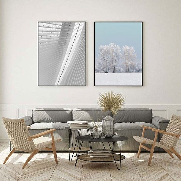 Conjunto com 2 quadros decorativos Inverno. Coleção Assinada: Paola Cury