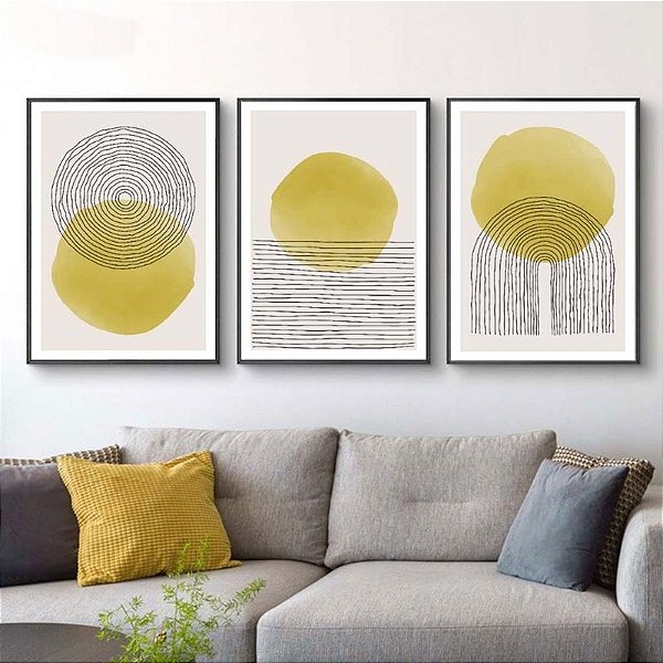 Conjunto de 3 quadros decorativos abstrato. Coleção Assinada: Eduardo Muzzi