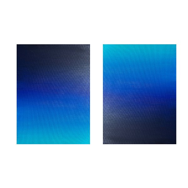 Conjunto 02 Quadros - Arte Azul do mar com tinta acrílica sobre tela pela artista Juliana Bambini. Medida: 0,30x0,40