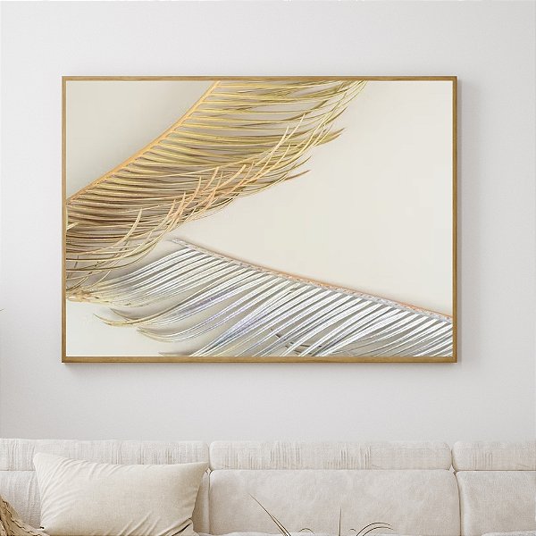 Quadro Decorativo Folhas tons suaves. Coleção assinada: Tamires Marques.