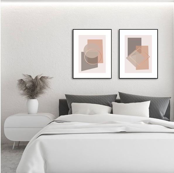 Conjunto de 2 Quadros Decorativos abstrato e geometrico