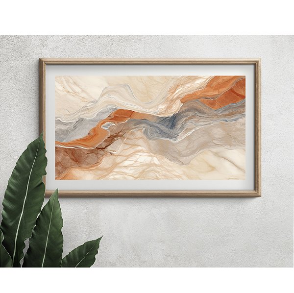 Quadro Decorativo Abstrato com tons de azul, bege e terroso