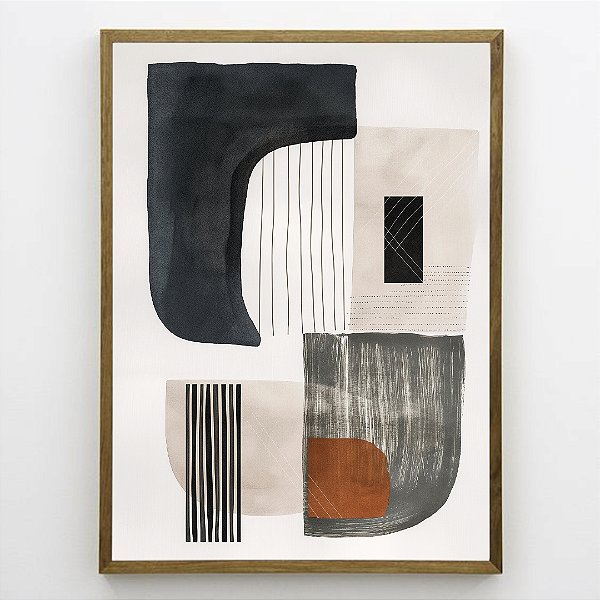 Quadro Decorativo Abstrato Tons Preto e Marrom. Artista: Jonathan Borba