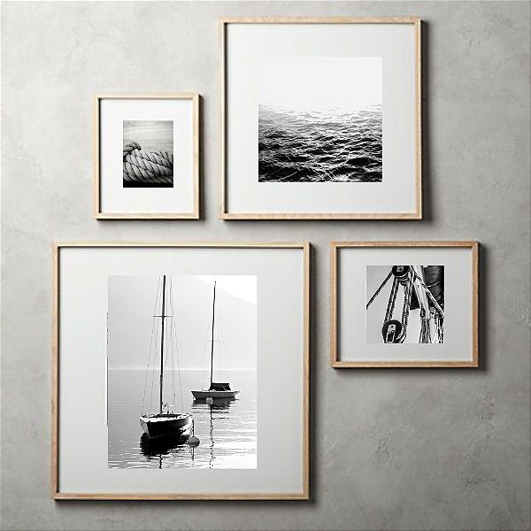 Composição com 4 quadros decorativos Sensações do Navegar