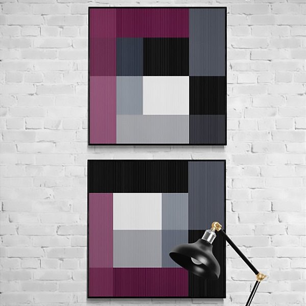 Conjunto com 2 quadros decorativos cores escuras Artista: paula costa