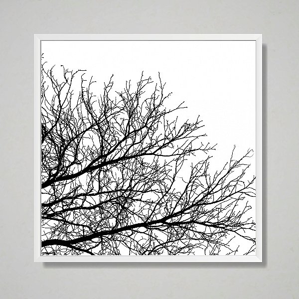 Quadro decorativo Árvore com galhos preto e branco.