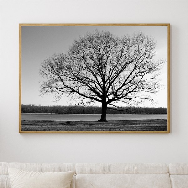 Quadro Decorativo árvore da vida preto e branco.