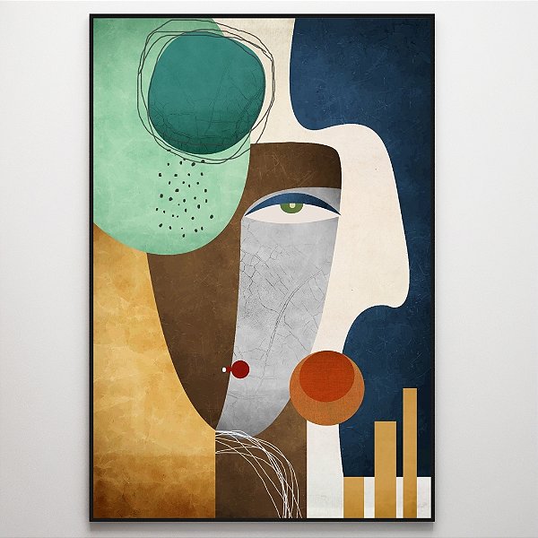 Quadro Decorativo Abstrato Rosto detalhado.