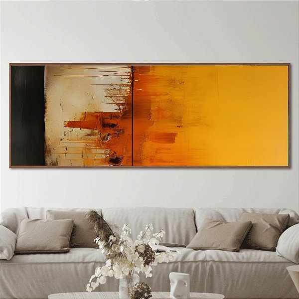 Quadro decorativo Abstrato com detalhes amarelo.