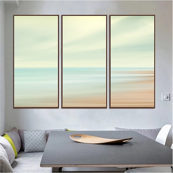 Conjunto de 3 quadros decorativos Abstrato delicado.