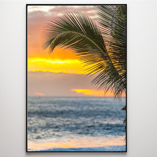 Quadro Decorativo Fotográfico Mar, sol e árvore