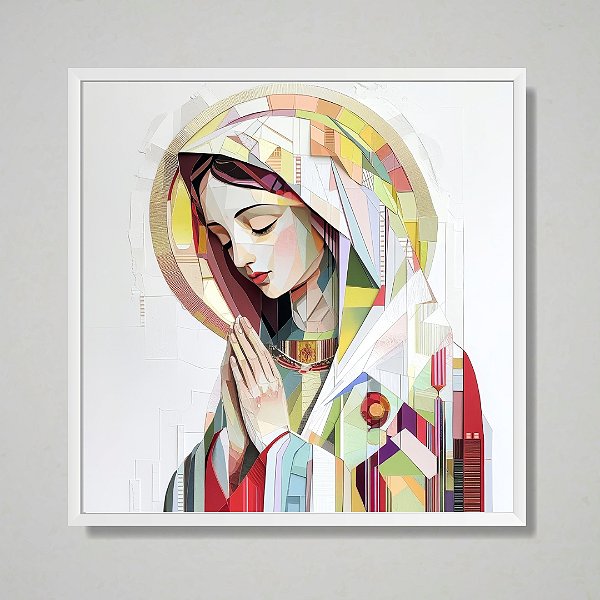 Quadro decorativo Santa Maria colorida.