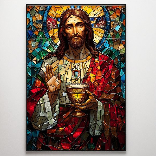 Quadro Decorativo Jesus com detalhes.