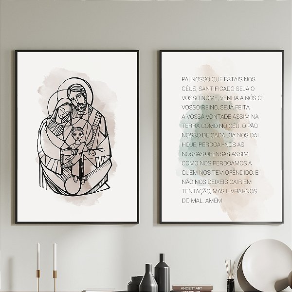 Conjunto de 2 Quadros Decorativos Pai nosso.