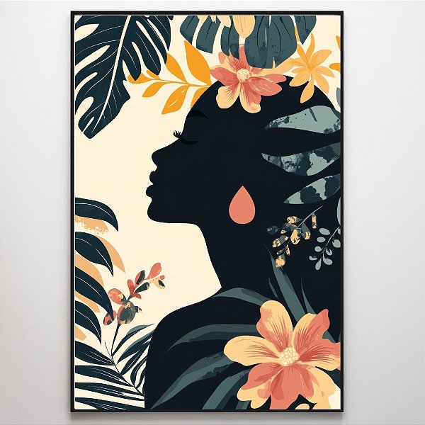 Quadro Decorativo Mulher Floral.