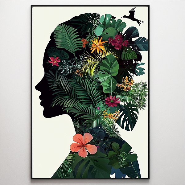 Quadro Decorativo Mulher Floral.