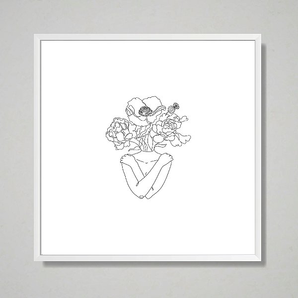 Quadro decorativo Mulher Floral em linhas.