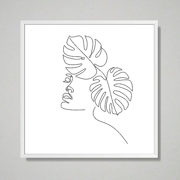 Quadro decorativo Mulher folha em linhas.