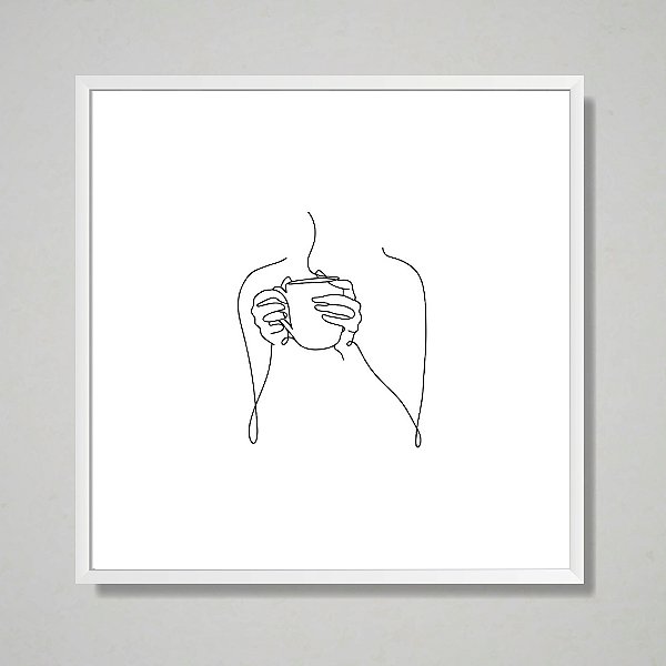 Quadro decorativo Xicara de café em linhas.