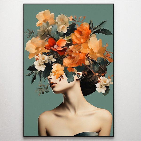 Quadro Decorativo Mulher floral.